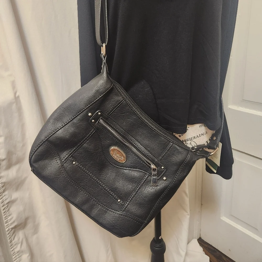 BOC NEW Black Crossbody Zipper Bag